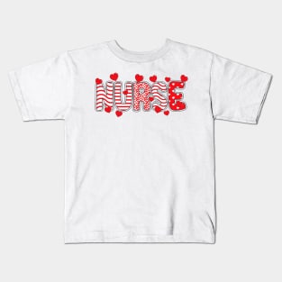 Nurse Heart Leopard Happy Valentine_s Day Kids T-Shirt